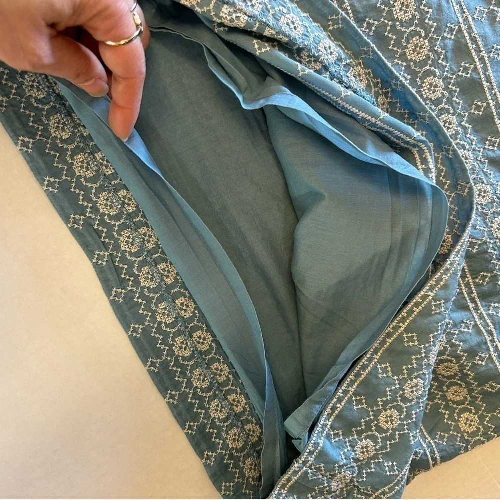 Madewell blue & ivory embroidered fully lined shift dress in size XS. K10 - Picture 9 of 15